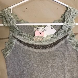 Grey tank top with lace and sequins